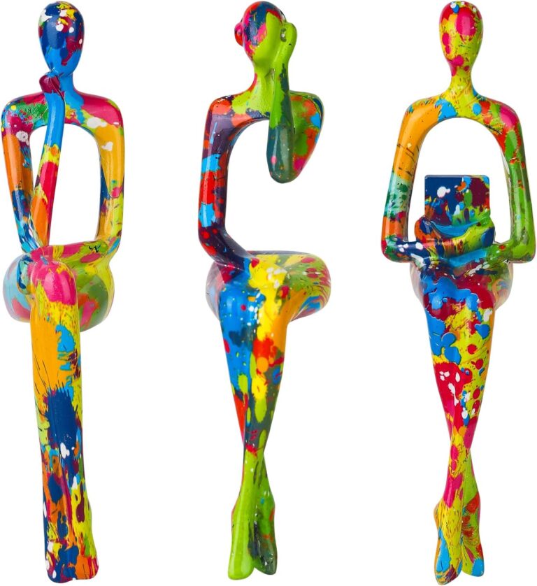 3Pcs Graffiti Thinker Statue Accents Reading Women Sculptures, Modern Aesthetic Figurine Decoration, Abstract Art Ornament,Suitable for Home Living Room Office Shelf Table Desk Bookshelf Décor