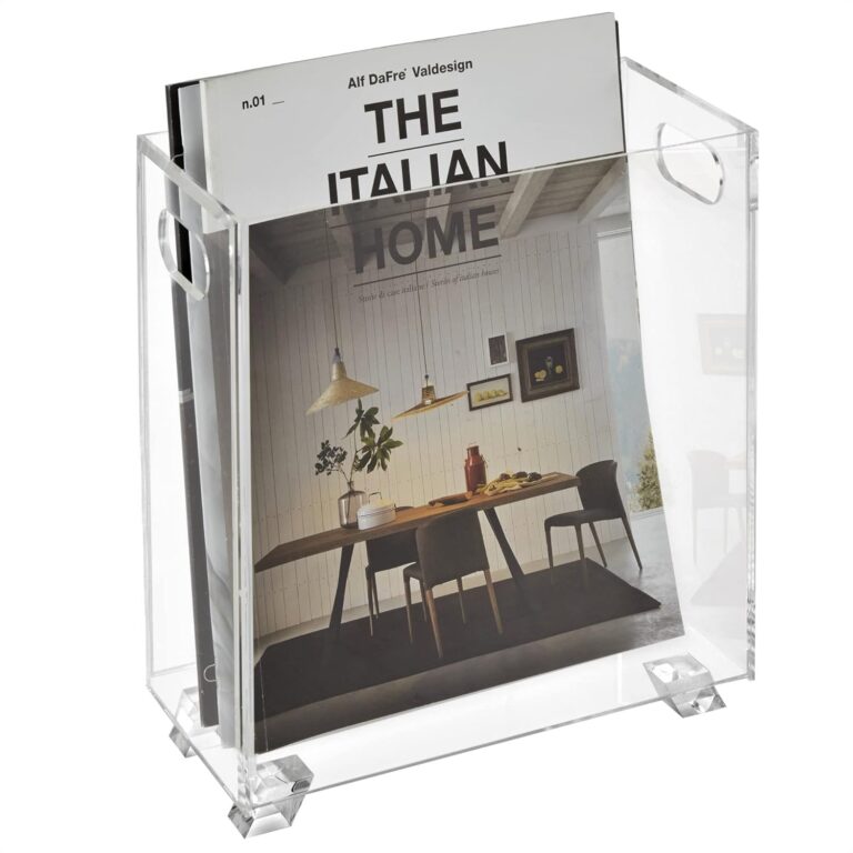 Stock Your Home Acrylic Magazine Holder – Crystal Clear Acrylic Holder – Shatterproof – Open Top – Space Saver – Acrylic Holder for Magazines, Publications, Office Desk, Reception, Waiting Room –