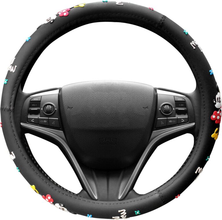 Finex Silicone 3D Molded Design – Minnie Mouse Auto Car Steering Wheel Cover – Black – Universal Fit