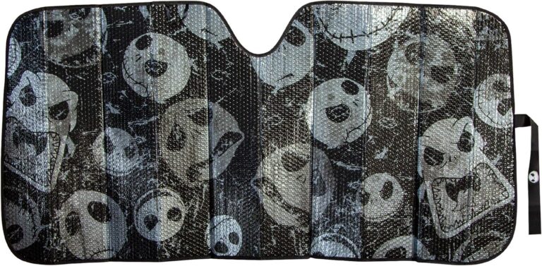 Plasticolor 003855R01 Nightmare Before Christmas Jack Skellington Face Logo Black Foil Finish Car Truck or SUV Front Windshield Sunshade