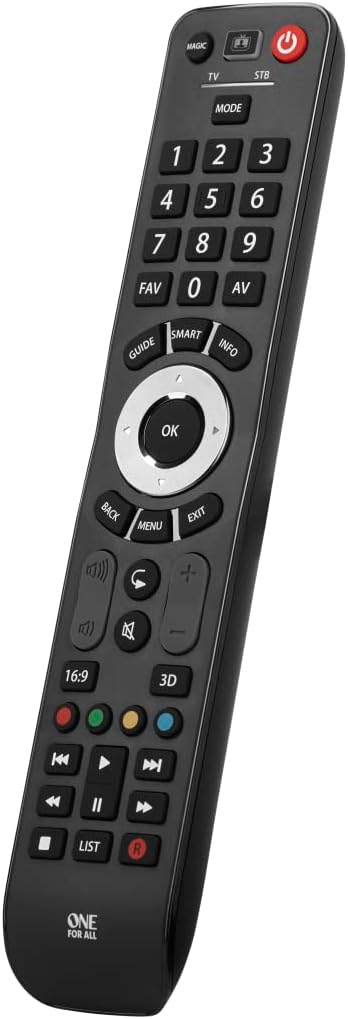 One For All Evolve 2 Universal Remote Control – Operates 2 devices (Cable, DTT, IPTV, Sat, TNT, TV) – Works with all brands – Black -URC7125