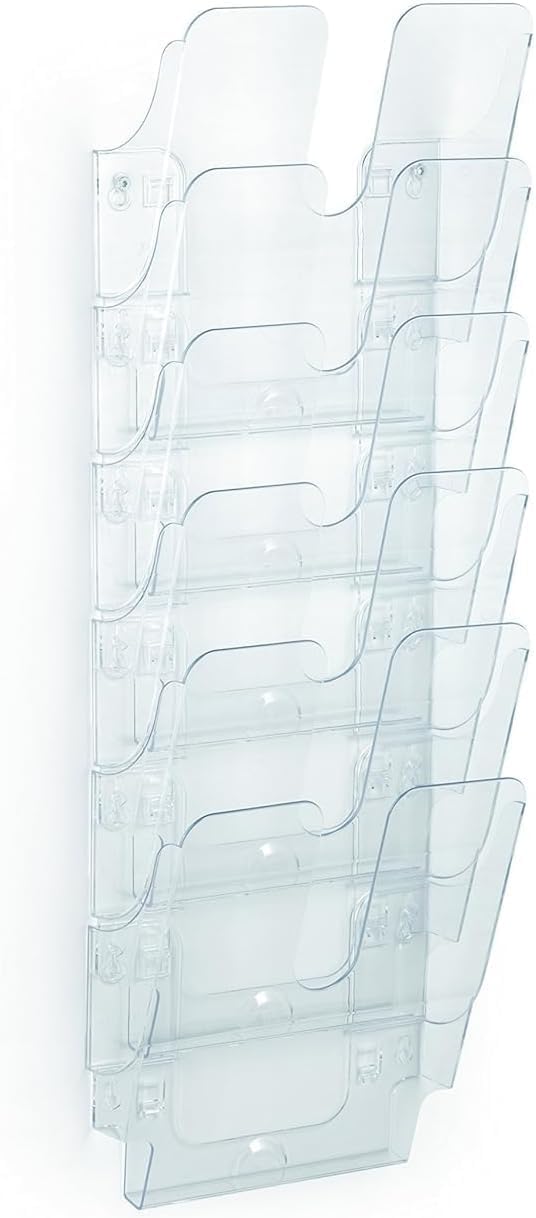 Durable FLEXIPLUS 6 A4 Portrait Literature Holder – Transparent – Easy To Install Wall Mounted Document Holder – Perfect For Flyers, Brochures, Etc.