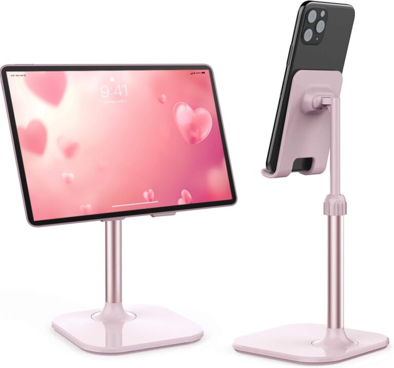 Doboli Cell Phone Stand, Valentine’s Day Gifts for Teens Girls Boys Adults Women Men Mom Wife, Phone Stand for Desk, Phone Holder Stand Compatible with iPhone and All Mobile Phones Tablet, Pink
