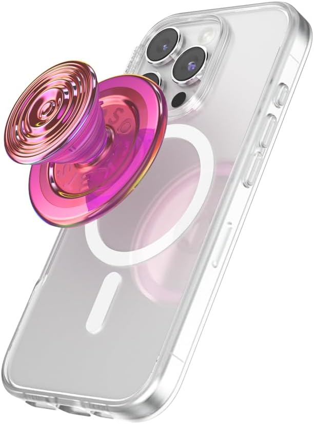 Title: PopSockets Phone Grip for MagSafe with Kickstand, Magnetic Stand, Swappable Top, Secure Hold for iPhone MagSafe Cases, Phone & Tablet Grip – Ripple Iridescent Aviation