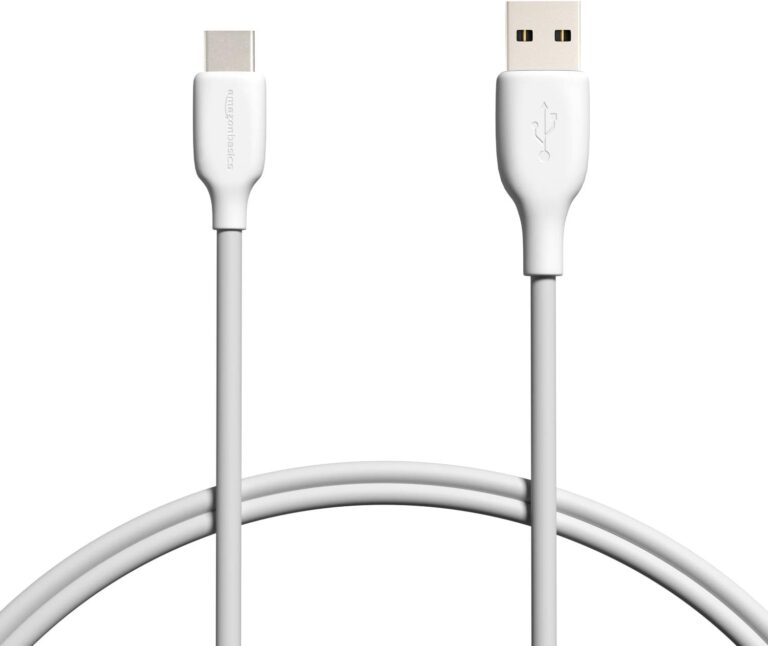 Amazon Basics USB-C to USB-A 2.0 Fast Charge and Data Transfer Cable, 480Mbps Speed, USB-IF Certified, for Apple iPhone 16/15, iPad, Samsung Galaxy, Tablets, Laptops, 0.9 m, White