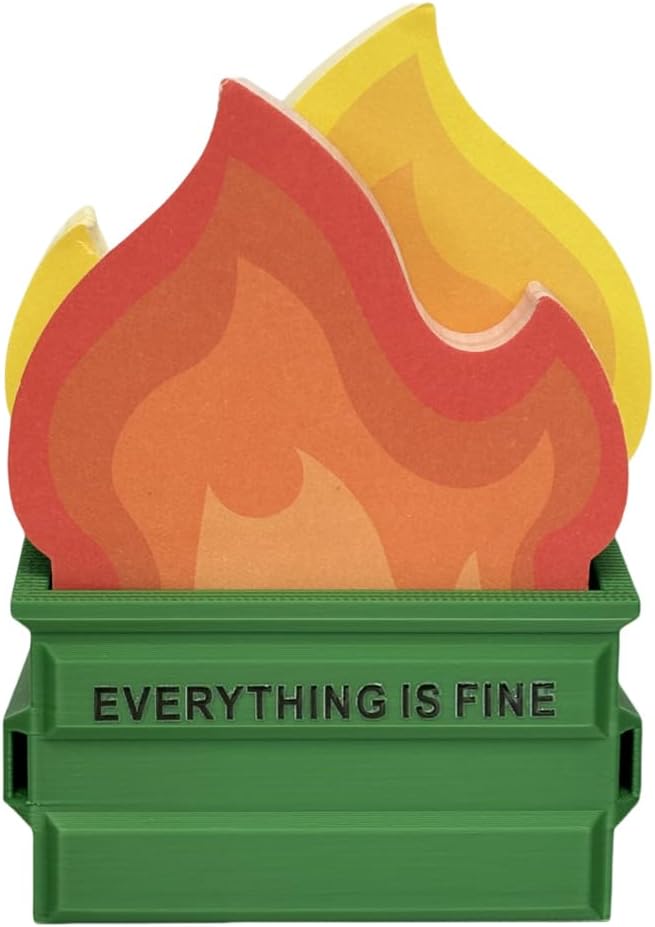 Garbage Can Fire Sticky Notes Office Supplies Fire Notepads Desk Accessories Funny White Elephant Gifts for Coworker Boss Teacher Women Men Adult 300 Sheets