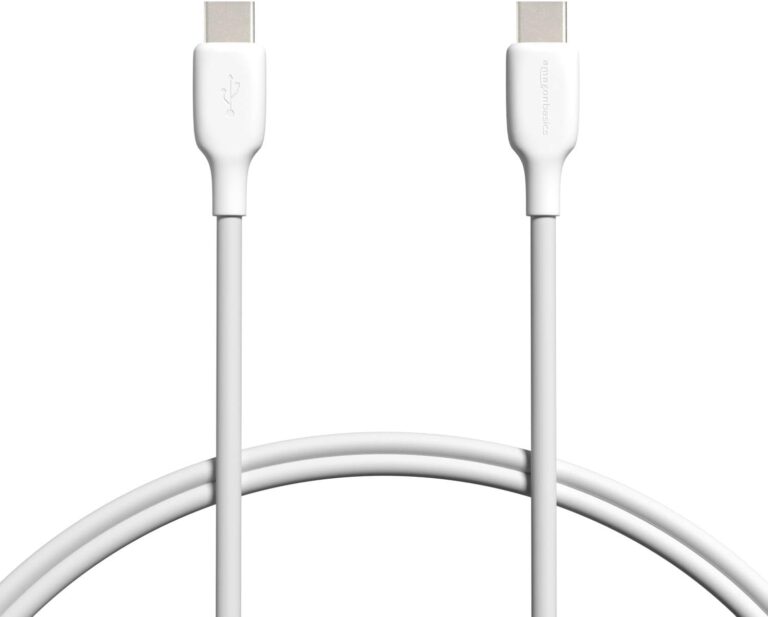 Amazon Basics USB-C to USB-C 2.0 Fast Charger Cable, 480Mbps Speed, USB-IF Certified, for Apple iPhone 16/15, iPad, Samsung Galaxy, Tablets, Laptops, 0.9 m, White