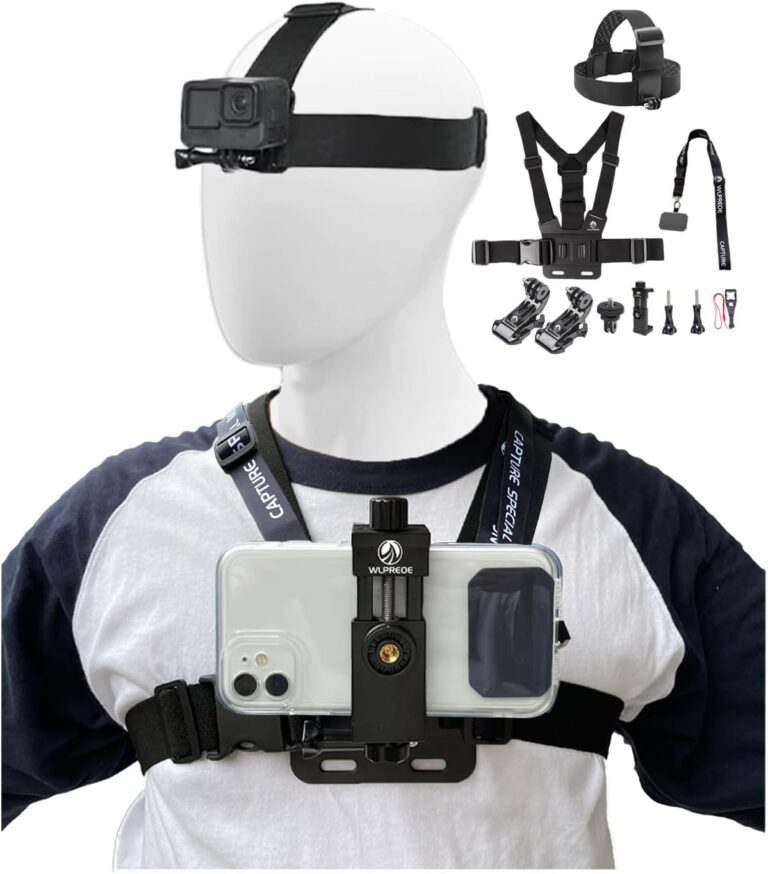 Phone Chest Mount Head Strap Accessories Kit – POV Phone Holder for Vlogging Video Compatible With iPhone 17 16 Pro Max Plus 15 14 13 – Hands Free Body Camera Mount for Immersive Fishing Recording