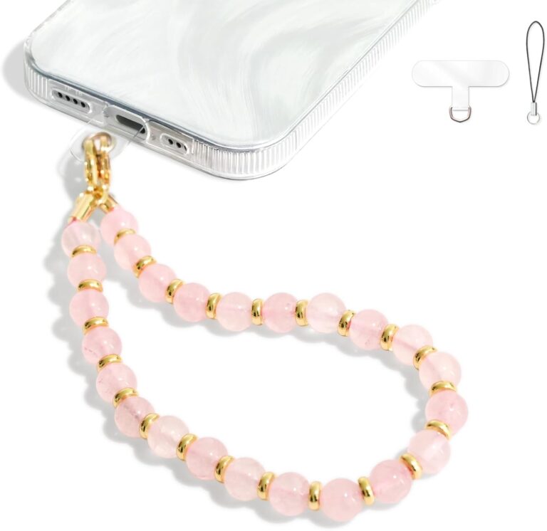 DALSTONE Authentic Gemstone Beaded Phone Wrist Strap, Detachable Phone Bracelet Strap with Tether Tab
