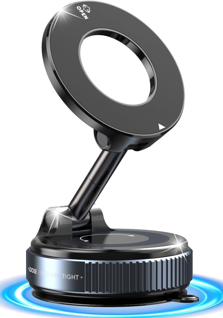 2026 Upgraded Vacuum Magnetic Car Phone Holder for Your Car [120LBS Ultra Suction Cup & 3000gf Magnet] 780° Adjustable Foldable Cell Phone Mount for Magsafe Dashboard Car Bracket for iPhone & Android