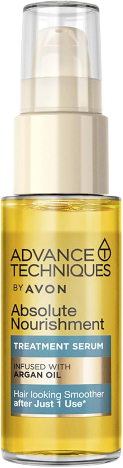 Avon Advance Techniques Absolute Nourishment Argan Hair Serum 30ml, Multi-Tasking Hair Treatment, Formulated with Argan Oil, Restores Shine and Health to Damaged Hair, Cruelty Free