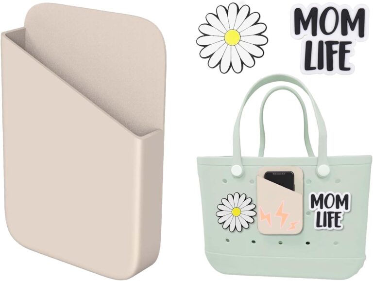 Mushroom Bogg Bag Phone Holder Accessories, Large Silicone Bogg Cell Phone Holder for iPhone 17 16 15 14 13 Pro Max Samsung Galaxy with M L XL Bogg Bags, 2pcs Mom Life/Daisy Bogg Bag Charms