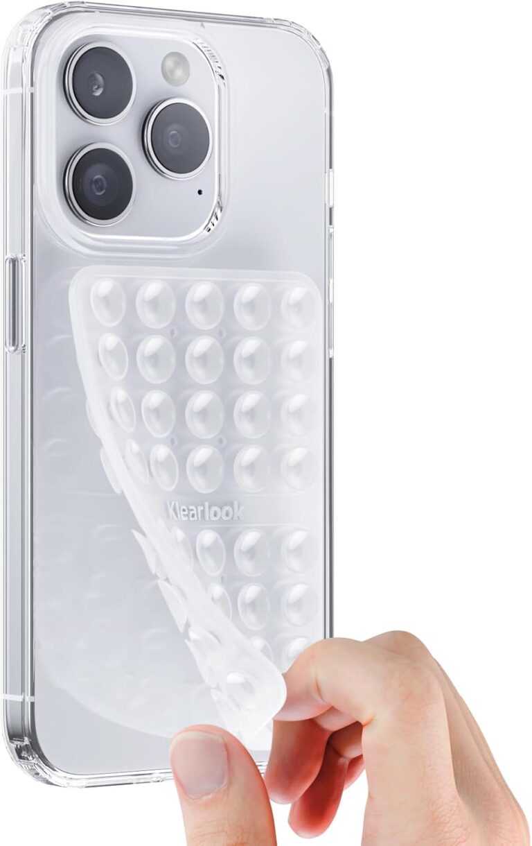 Klearlook Silicone Suction Cup Phone Case Mount Double Sided, Sticky Phone Grip with Higher Suction Power for Cell Phone, Hands-Free Phone Accessories Holder for Selfies and Videos, Transparent