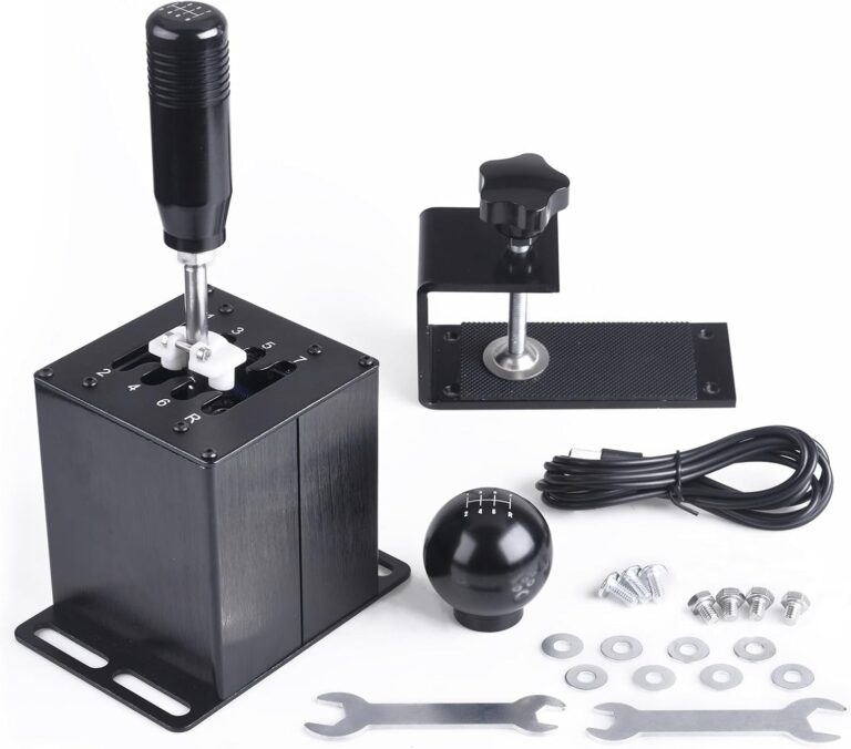 CNRAQR PC USB Simulator Shifter 7+R H Gear Shifter with L Shape Clamp Set for Gear shift PC Windows Steering Compatible with G29/G27/G25/G920, T300RS/GT Wheel