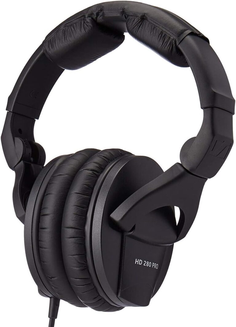 Sennheiser HD 280 PRO Closed-Back Over-Ear DJ & Monitoring Headphones | Collapsible Design & Swivelling Ear Cups | 3M Coiled Cable & 1/4″ Jack Adaptor Included (506845)