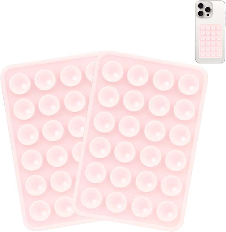 2PCS Silicone Suction Phone Case Mount, Non Slip Suction Cup, Hands-Free Phone Accessories Holder for Selfies and Videos, Silicone Adhesive Stand Sticky for Cell Phone Light Pink