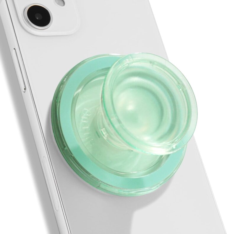 OnTheGrip Compatible with Magsafe Magnetic Authentic Translucent Color Design Collapsible Mobile Phone Grip Stand Holder for Smartphone Tablet Cell Phone Accessory (Mint)