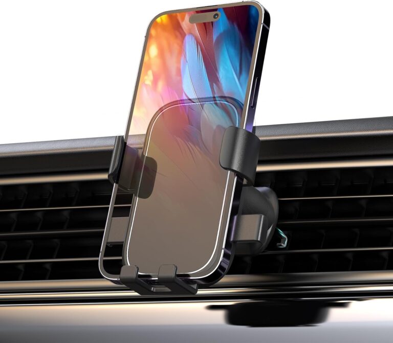 GRIFEMA Car Phone Holder for Air Vent, Automatic Clamp Car Mount, 360° Rotation, One-Hand Operation, Universal Phone Cradle for 4.7”-7” Smartphones with Case