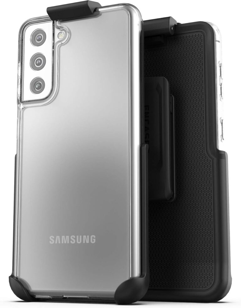 Encased Clear Back Designed for Samsung Galaxy S21 Plus Belt Clip Case, Slim Protective Phone Cover with Holster (S21+)