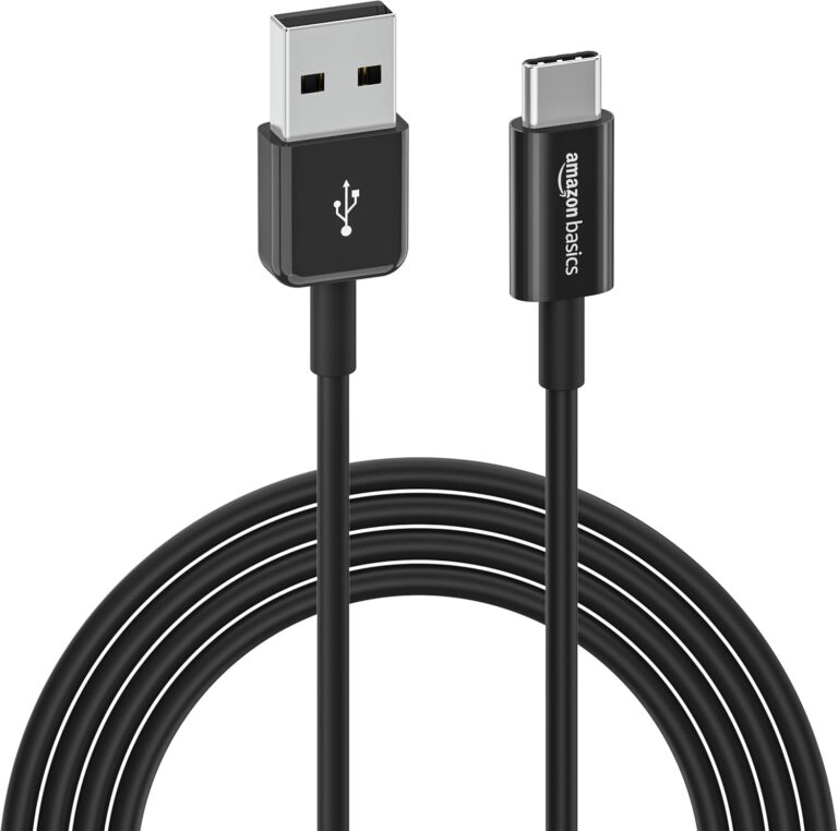 Amazon Basics USB-C to USB-A 2.0 Fast Charger Cable, 480Mbps Speed, USB-IF Certified, for Apple iPhone 16/15, iPad, Samsung Galaxy, Tablets, Laptops, 1.8 m, Black