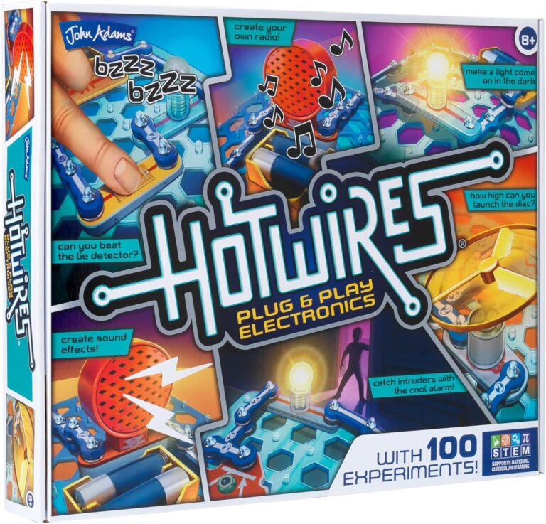 John Adams Hot Wires | Plug & Play Electronics Set With 100 Experiments | Perfect For Children Ages 8+ | Make, Experiment & Play With This Science & STEM Toy | Batteries Not Included | Easy To Use