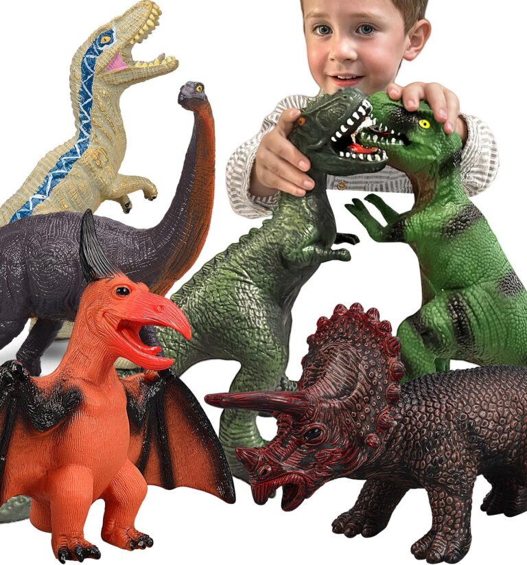 6 Piece Jumbo Dinosaur Toys for Kids and Toddlers 3-5, Large Soft Figures for Dinosaur Lovers – Perfect Party Favors, Birthday Gifts