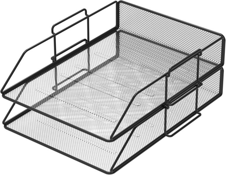 Pack of 2 Mesh Document Trays A4 Size Black. Stackable trays, Desk Organizer, Desk Drawers, Office Files, Desk Accessories, Magazine Holder, Document Sorter