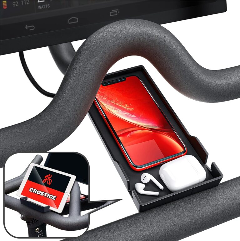Phone Holder Compatible with Peloton Bike & Bike Plus Accessories, Original Design Cell Phone Tray, Holder for iPhone, Cellphone Mount, Fit for Most Mobile, Baby Monitor