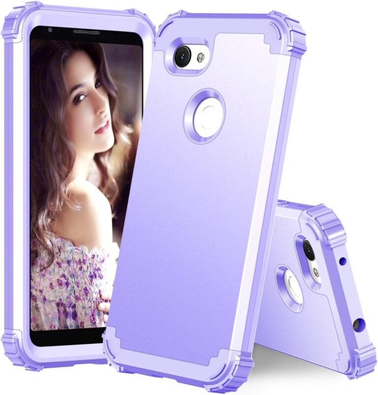 Phone Case for Google Pixel 3a Hard Cover Shockproof Soft Silicone Bumper Hybrid Three Layer Defender Heavy Duty Protective Cover Cell Accessories Pixel3a Pixle a3 Cases Women Girls Purple
