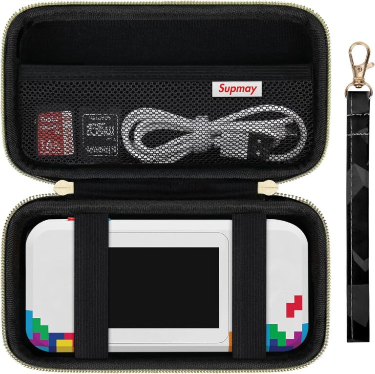 Supmay Hard Travel Case for My Arcade Tetris Pocket Player Pro, Strategic Puzzle Games, Portable Video Game System Handheld Game Protection Case with Mesh Pocket for Batteries and USB-C Cable, Black