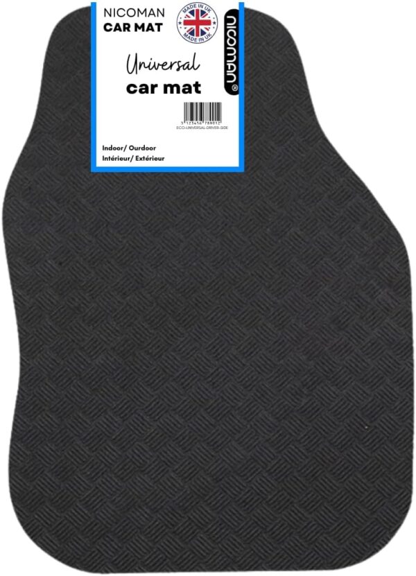 61v-PmrTY8L._AC_SL1080_.jpg Nicoman Universal Black Car Mats with Anti-Slip, Heavy Duty Performance All Weather Protection, Trim to Fit Rubber Floor Mat Carpet for SUV, Vans, Sedans, Trucks Waterproof, Made in UK (Driver side)
