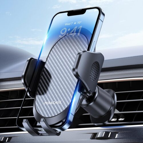 Miracase Mobile Phone Holder Car [More Stable Double Hook] Mobile Phone Holder for Cars Ventilation Universal 360 Degree Vent Car Holder for iPhone 16 Pro Max 15 14 Smartphone