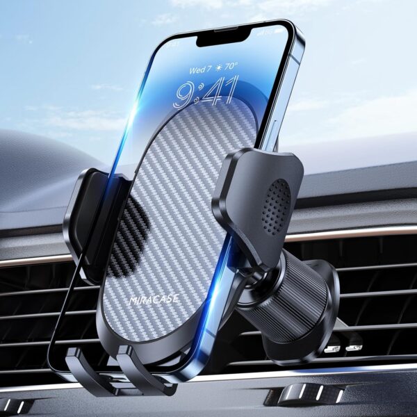 Miracase Mobile Phone Holder Car [More Stable Double Hook] Mobile Phone Holder for Cars Ventilation Universal 360 Degree Vent Car Holder for iPhone 16 Pro Max 15 14 Smartphone