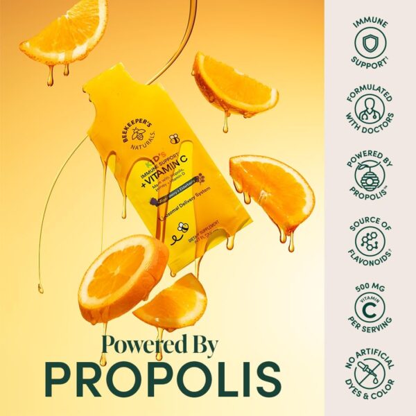 1782152654_61A1nGFs9L._AC_SL1080_.jpg Beekeeper's Naturals Kid's Immune Liposomal Vitamin C, 500 mg Vitamin C, Elderberry, Vitamin D, Propolis & Honey, Kid-Friendly Immune Support - Mixed Berry Flavor, Easy to Use, Bioavailable, 30 Ct