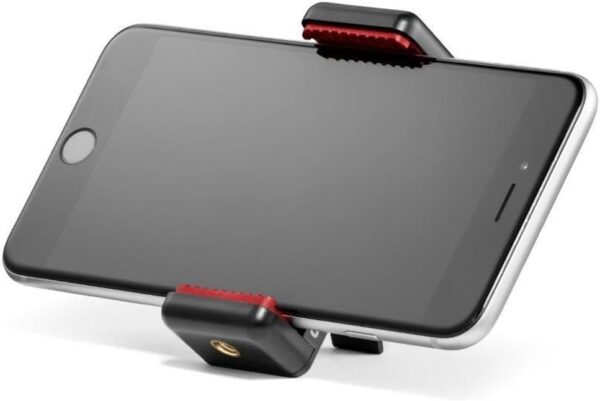 410mZNJblHL._AC_SL1200_.jpg Manfrotto MCLAMP, Universal Smartphone Clamp with Thread Connections, for iPhone with or without Case, Foldable, Compact Size, Vlogging, Black