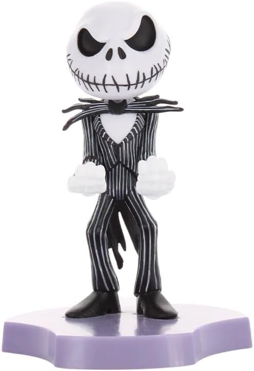 Cableguys Minis Jack Skellington Phone Stand & Earbuds Holder - Novelty Phone Stand for Desk and Bedside, In Ear Headphone Holder for Smartphone & Small Devices, Desk Decor and Mobile Accessories