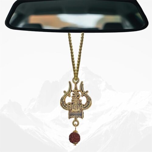 The Great Indian Store Metal Shiva Trishul Car Hanging Accessories, Maha dev Hanging Ornament Idol for Car, Good Luck/Gifting Pack of 2 (2, Shiva Trishul)