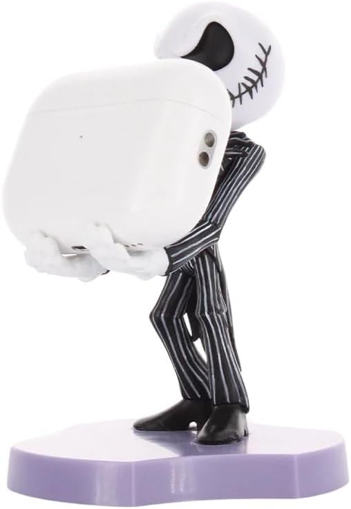Cableguys Minis Jack Skellington Phone Stand & Earbuds Holder - Novelty Phone Stand for Desk and Bedside, In Ear Headphone Holder for Smartphone & Small Devices, Desk Decor and Mobile Accessories