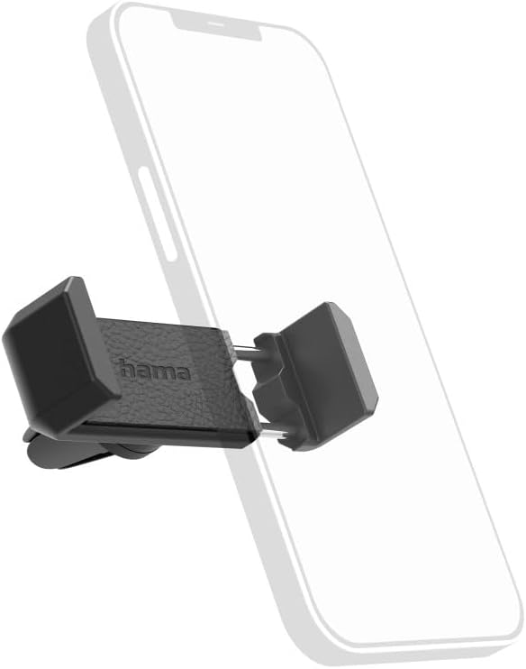 Hama Compact Car Phone Holder for Smartphones Width 5.5 to 8.5 cm, Air Vent Clip Attachment 360 Degree Swivelling Black