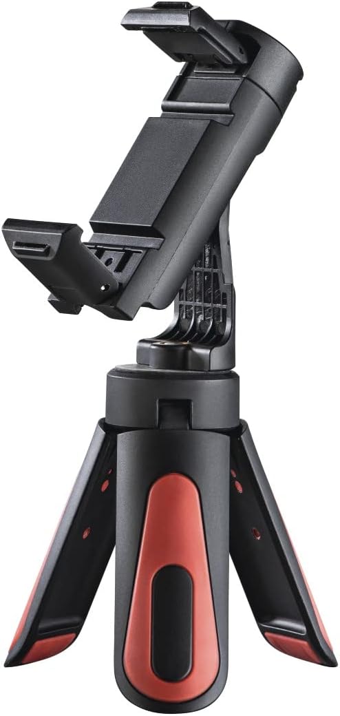511WP7r9F3L._AC_SL1100_.jpg Hama Phone Tripod (Mini tripod with phone holder selfies, rotatable tiltable, landscape and portrait mode, travel tripod, fits smartphones with a width of 5.8 to 8.5 cm, 1/4-inch screw)