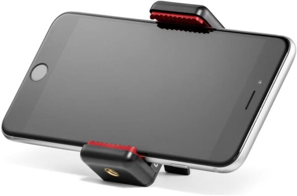 51IK7wPXkwL._AC_SL1200_.jpg Manfrotto MCLAMP, Universal Smartphone Clamp with Thread Connections, for iPhone with or without Case, Foldable, Compact Size, Vlogging, Black