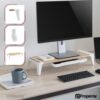 Properav Universal Computer Monitor Desk Riser Stand with Drawer Storage for PC TV Laptop - Wood Effect