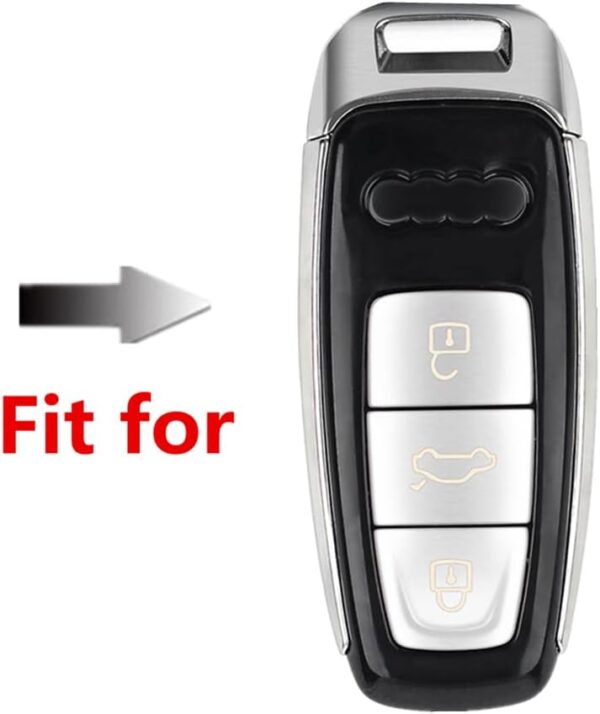 51Qy6uCG4L._AC_SL1001_.jpg Happyit Zinc Alloy Car Key Cover Cases for Audi A6L A7 A8 Q8 Etron C8 D5 3 Buttons Remote Control Accessories Holder Shell Skin