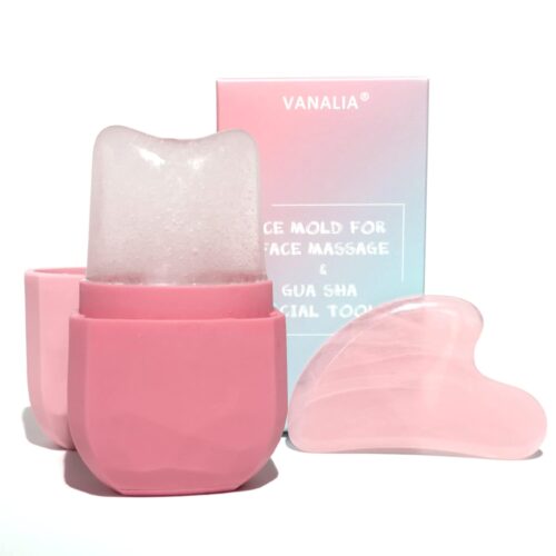 51QcoApUTJL._SL1500_.jpg Ice Roller and Gua Sha Set for Face, Eyes and Neck - Skin Care Beauty Tools to Brighten Skin and Enhance Natural Glow (Pink)