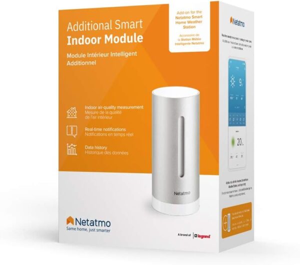 Netatmo Additional Indoor Module for Weather Station, Monitoring Temperature, Humidity and Air Quality (CO2), Smartphone Control, NIM01-WW, Accessory