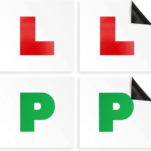 51taFF0HytL._AC_SL1500_.jpg Haltons by Keplin Magnetic L & P Plates for Car – Pack of 4 PVC 1.3 mm Thick Road Legal Learner & Provisional Plates– Full Magnetic Backing, UK DVSA Compliant 17.8 × 17.8 cm