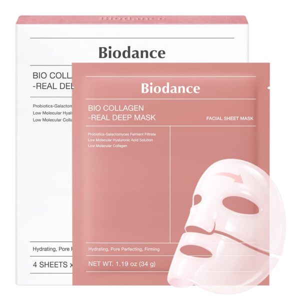 51ubxqzNGIL._SL1000_.jpg BIODANCE Bio-Collagen Real Deep Mask, Hydrating Overnight Hydrogel Face Mask, Pore Minimizing, Elasticity, Plumping, Travel Essentials & Self Care Gifts for Women, Korean Skin Care | 1.19oz(34g) x 4ea