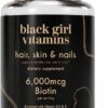 Black Girl Vitamins - Hair, Skin, and Nails Gummies with Biotin (6000 mcg), Zinc, Gelatin Free, Vitamin A, and Vitamin E - Gluten-Free. Made in The USA (Passion Fruit, 60 Count) 30 Day Supply