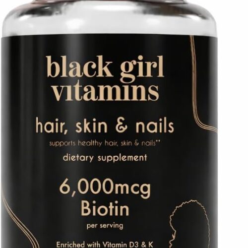 Black Girl Vitamins - Hair, Skin, and Nails Gummies with Biotin (6000 mcg), Zinc, Gelatin Free, Vitamin A, and Vitamin E - Gluten-Free. Made in The USA (Passion Fruit, 60 Count) 30 Day Supply