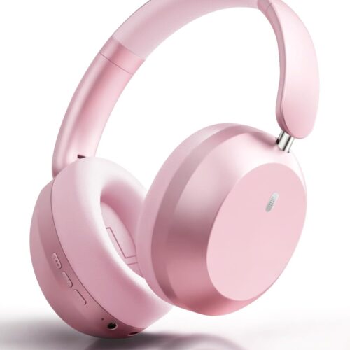 Wentronic Y05 Bluetooth Over-Ear Headphones with Active Noise Cancelling, Hi-Res Audio, 48H Playtime, Built-in Mic, Wired/Wireless, Works with iOS, Android & PC, Pink